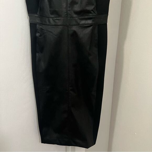 Spanx Black Leather Like Combo Fitted Dress Size Medium - Picture 8 of 16